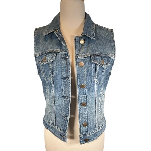 J.Crew Indigo Denim Vest Size S | Button Front Classic Jean Style Excellent - Picture 1 of 11